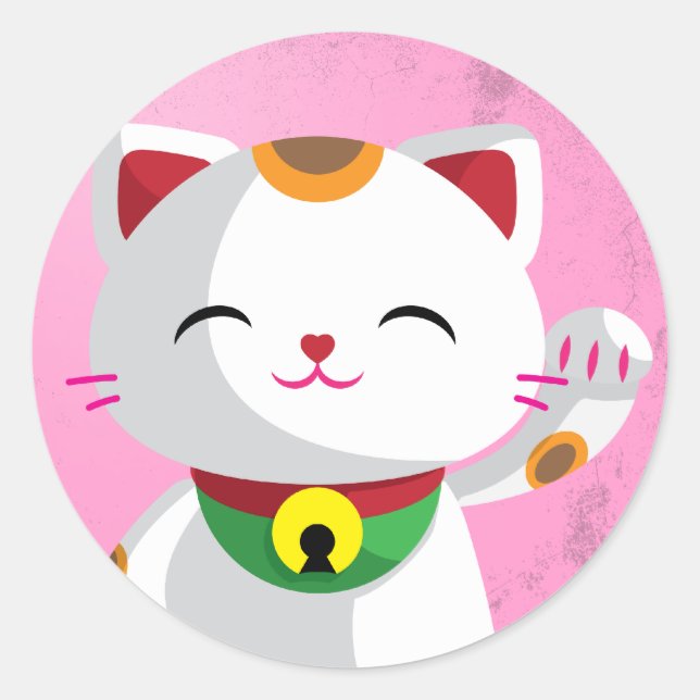 Maneki Neko Classic Round Sticker (Front)