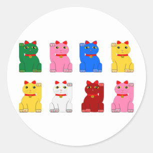maneki neko classic round sticker