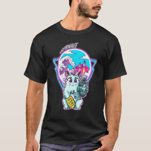 Maneki-Neko Cyberpunk Cat With Vapour Wave Style T-Shirt