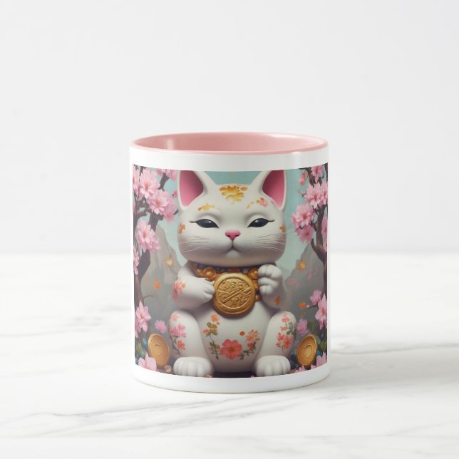 Maneki Neko Fortune Cat Good Luck Mug (Center)