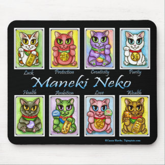 Maneki Neko Good Luck Cats Fantasy Cat Mousepad