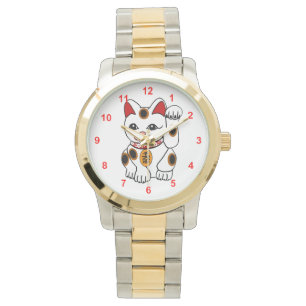 Maneki Neko Japanese Bobtail Calico Cat Watch