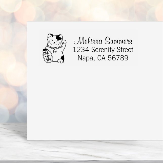 Maneki Neko Japanese Lucky Cat Address Self-inking Stamp (Creator Uploaded)