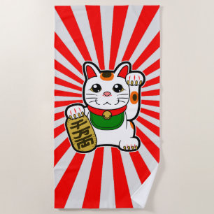 Maneki Neko: Japanese Lucky Cat Beach Towel