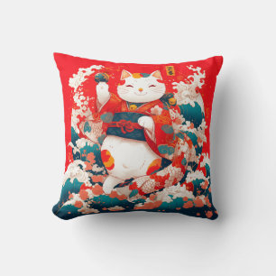 Maneki-Neko, Japanese Lucky Cat Cushion