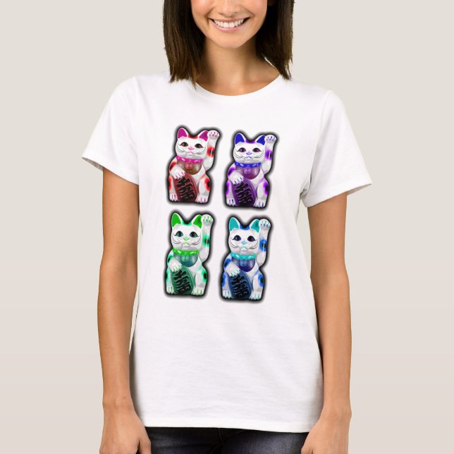 Maneki Neko JAPANESE money CAT T-Shirt (Front)
