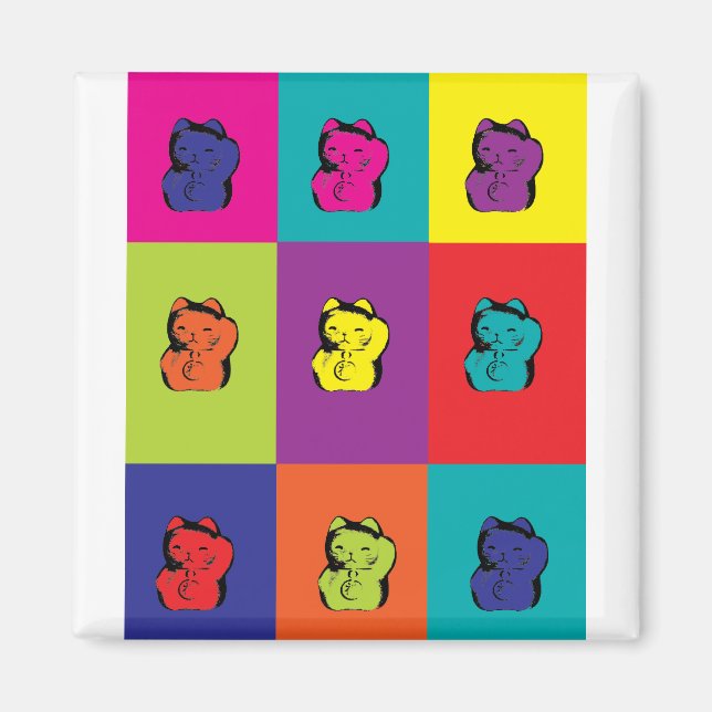 Maneki Neko Kitty Pop Art magnet (Front)