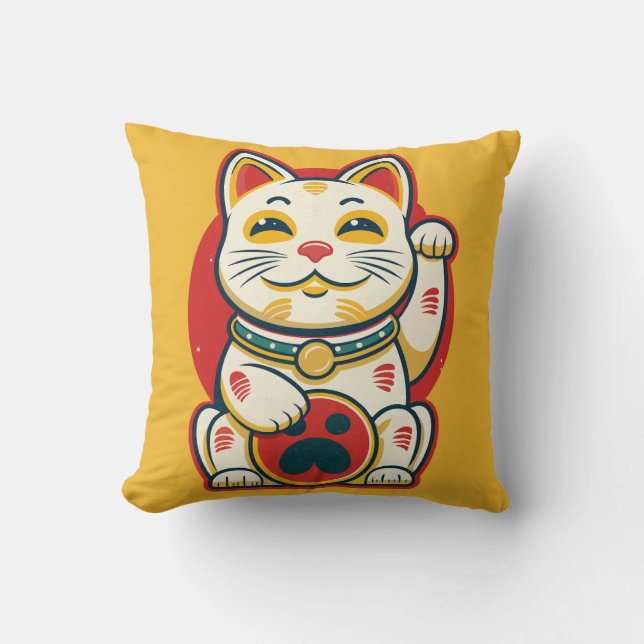 Maneki Neko - Lucky Cat Cushion (Front)