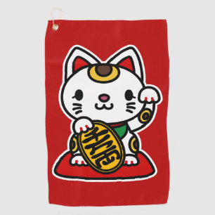 Maneki Neko (Lucky Cat) Golf Towel