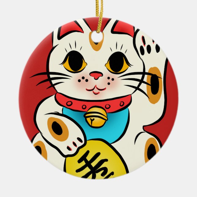 Maneki Neko lucky cat ornament (Front)