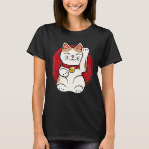 Maneki Neko Lucky Cat Statue Waving Japanese Style T-Shirt