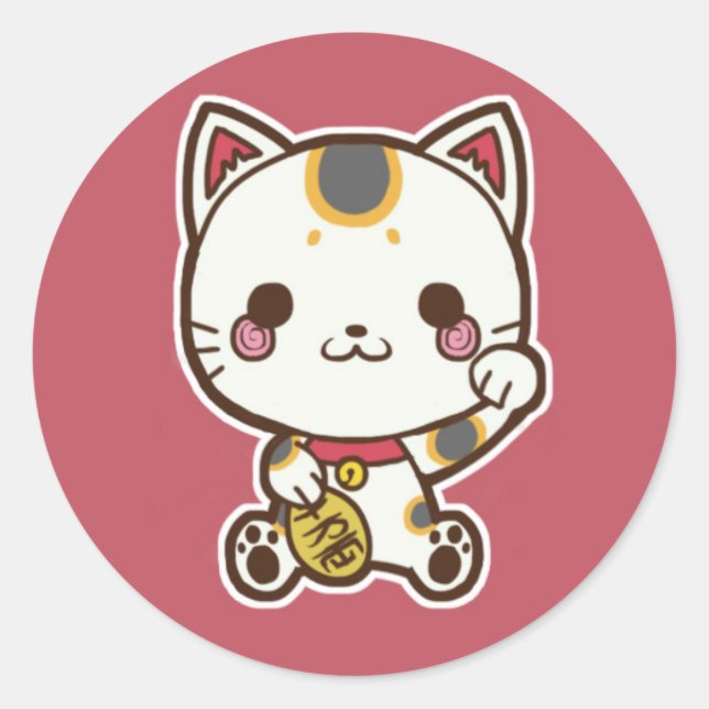 Maneki Neko (Lucky Cat) Sticker (Front)