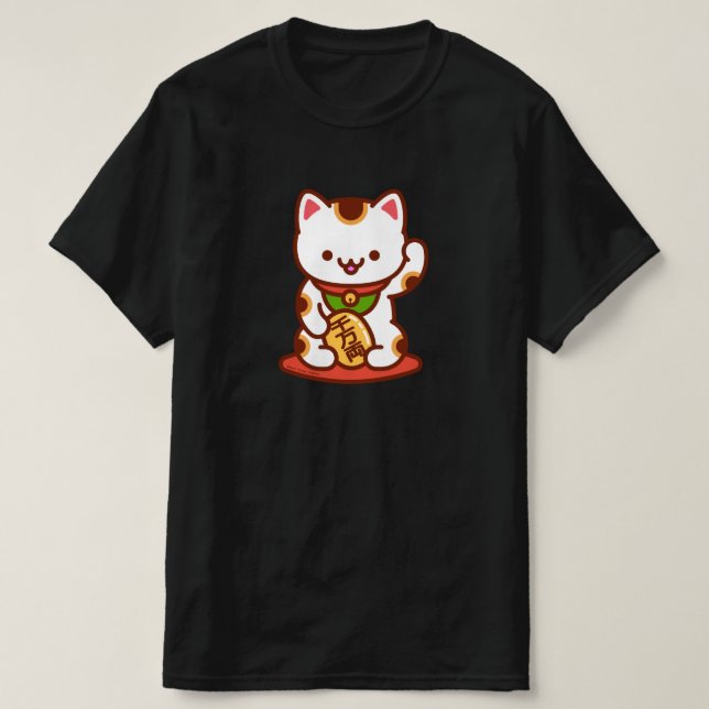 MANEKI-NEKO Lucky Cat T-Shirt - White (Design Front)
