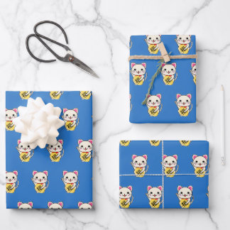 Maneki Neko - Lucky Cat Wrapping Paper Sheet