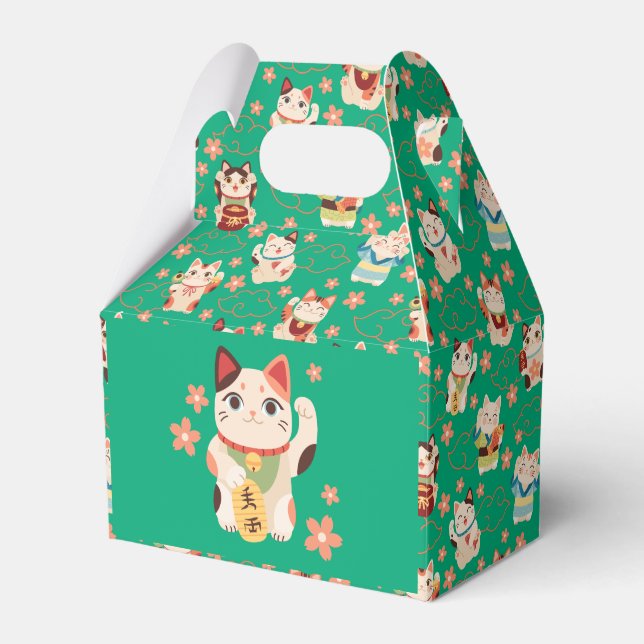 Maneki Neko Lucky Cats Favour Box (Front Side)