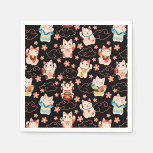 Maneki Neko Lucky Cats Personalized  Napkin