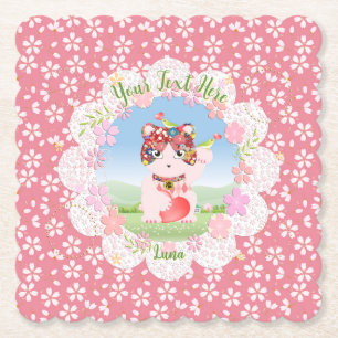 Maneki Neko Lucky Luna Party  Paper Coaster