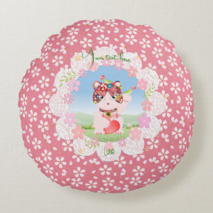 Maneki Neko Lucky Luna Round Cushion