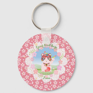Maneki Neko Lucky Luna Round Key Ring