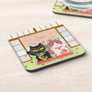 Maneki Neko Lucky Poiluna Hard plastic Coaster