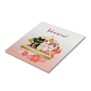 Maneki Neko Lucky Poiluna rubber Ceramic Tile