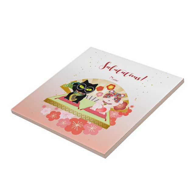 Maneki Neko Lucky Poiluna rubber Ceramic Tile (Side)
