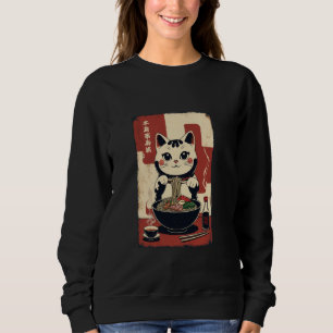 Maneki Neko Lucky Ramen Soup Cat Lucky Charm Sweatshirt