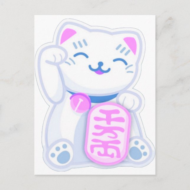 maneki neko pastel postcard (Front)