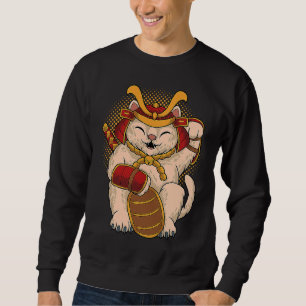 Maneki Neko Samurai Japan Lucky Cat Lucky Money ON Sweatshirt