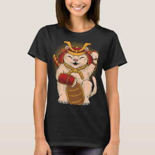 Maneki Neko Samurai Japanese Lucky Cat Lucky Money T-Shirt