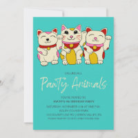 Maneki Neko Waving Japanese Good Luck Cat Birthday