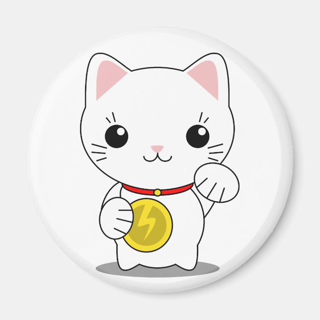 Maneki Neko - White Lucky Cat Magnet (Front)