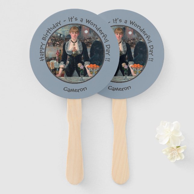 Manet Bar at the Folies-Bergère Party Collection Hand Fan (Front and Back)