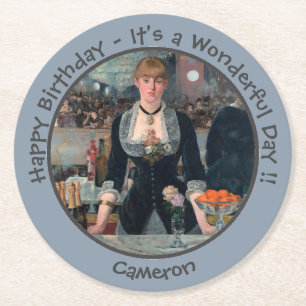 Manet Bar at the Folies-Bergère Party Collection Round Paper Coaster