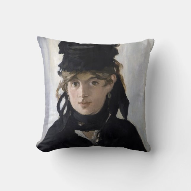 Manet - Berthe Morisot with a bouquet of violets Cushion (Front)