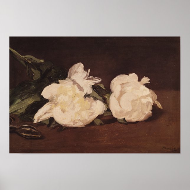 Manet | Branch of White Peonies and Secateurs Poster (Front)