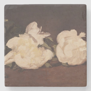 Manet Branch of White Peonies and Secateurs Stone Coaster