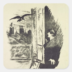 Manet   Illustration for 'The Raven' Square Sticker