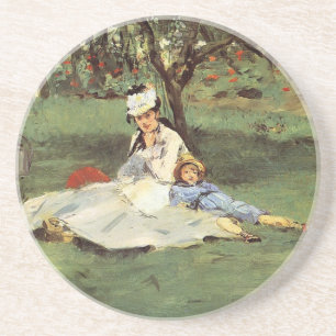 Manet Impressionist French Family Garden Painting Coaster