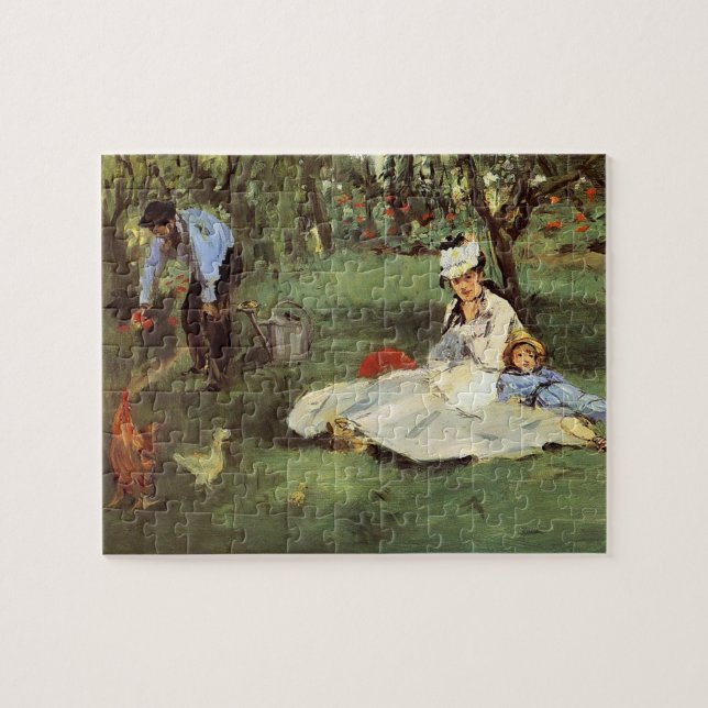 Manet Impressionist French Family Garden Painting Jigsaw Puzzle (Horizontal)