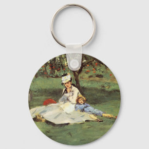 Manet Impressionist French Family Garden Painting Key Ring