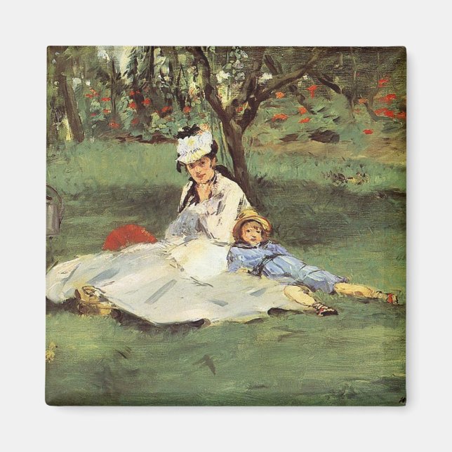 Manet Impressionist French Family Garden Painting Magnet (Front)