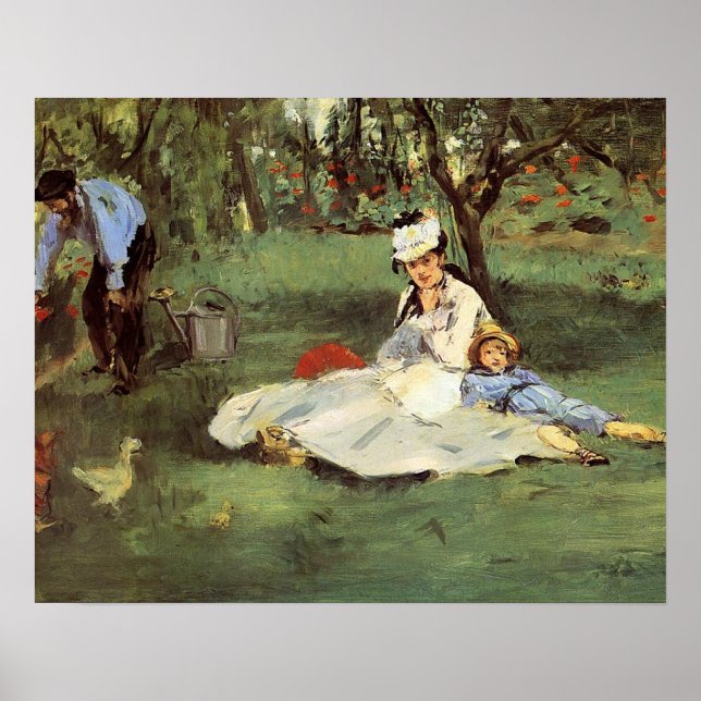 Manet Impressionist French Family Garden Painting Poster (Front)