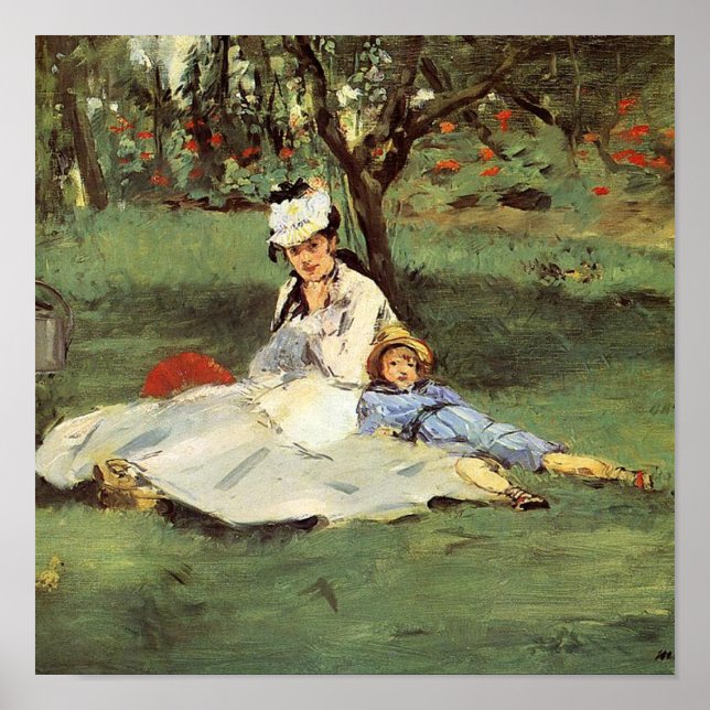 Manet Impressionist French Family Garden Painting Poster (Front)