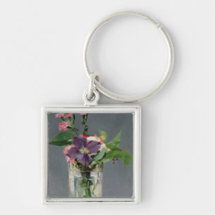 Manet Pinks and Clematis in a Crystal Vase, 1882 Key Ring