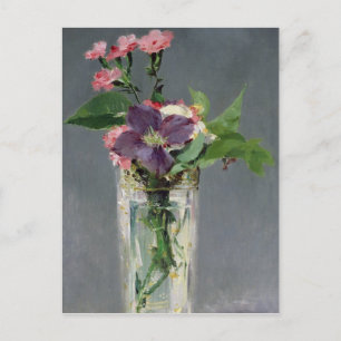 Manet Pinks and Clematis in a Crystal Vase, 1882 Postcard