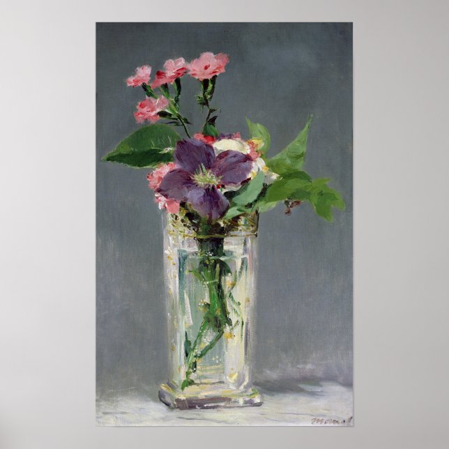 Manet | Pinks and Clematis in a Crystal Vase, 1882 Poster (Front)