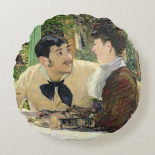 Manet The Garden of Pere Lathuille, 1879 Round Cushion