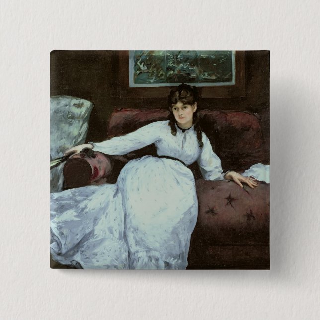 Manet | The Rest, portrait of Berthe Morisot 15 Cm Square Badge (Front)