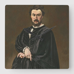 Manet   The Tragedian Actor (Rouviere as Hamlet) Square Wall Clock